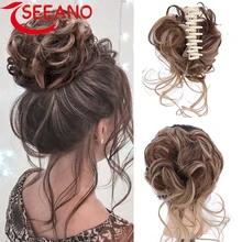 

SEEANO Synthetic Claw Chignon Clip in Hair Bun Messy Curly Hair Hairpieces Natural Wavy Curly Combs add Hair Volume for Women