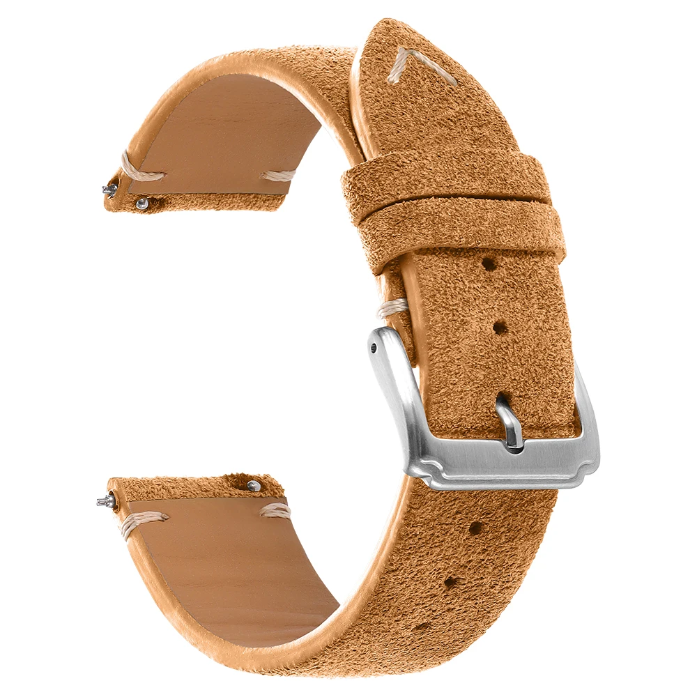 Vintage Brown Suede Wristband Watch Strap - Soft Calfskin Bracelet