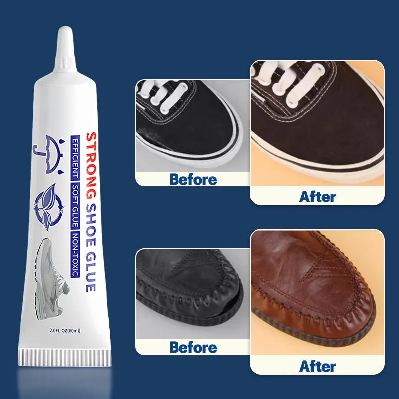 Shoes Repair Glue 60ml Super Strong Adhesive Clear Repair Sole Glue for Sneakers Boot Fast Repair Professional Shoemaker Fix
