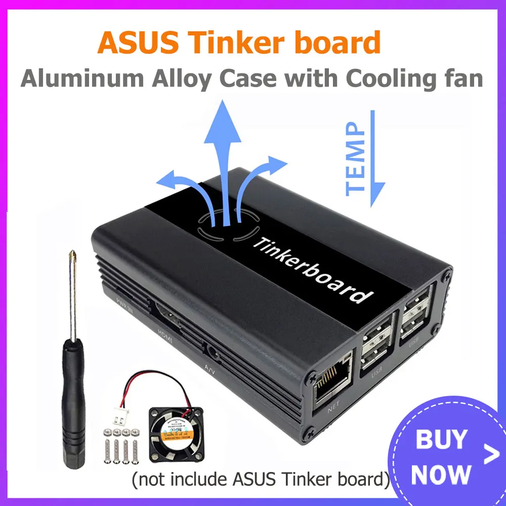 Aluminum Alloy Case for ASUS Tinker Board Black Box Metal Shell