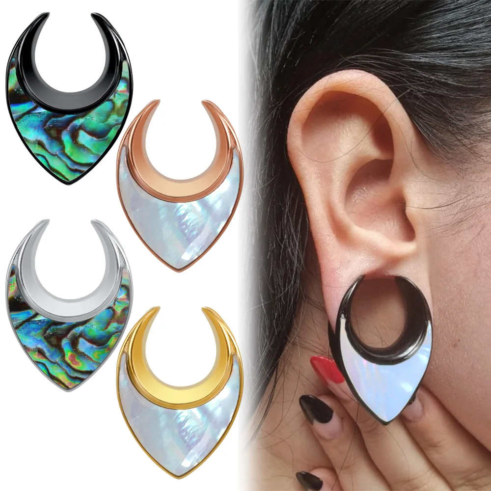 Giga 2PCS Saddle Tunnels Ear Hangers Ear Gauges Plugs Stretcher Earring