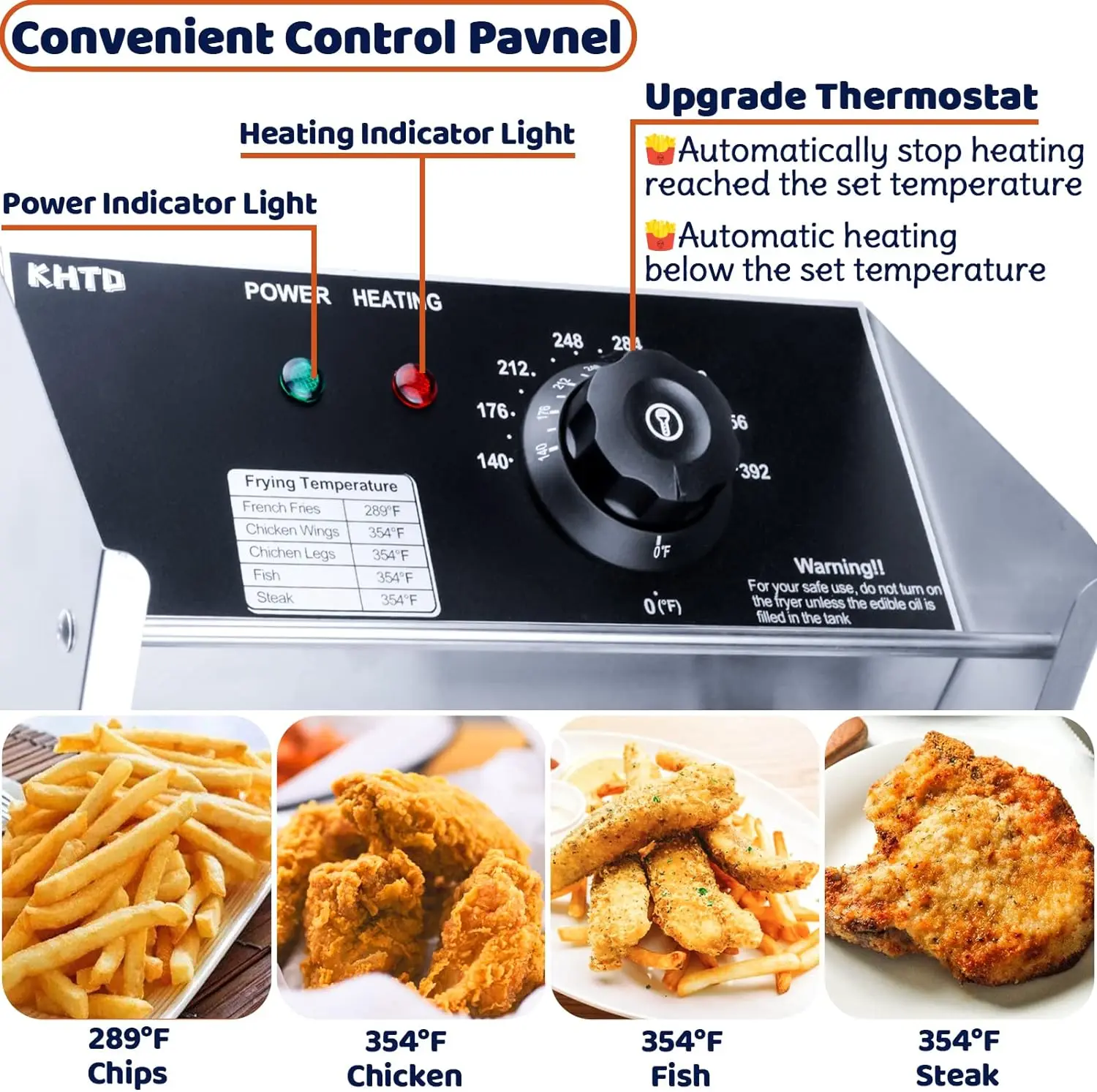 Commercial Deep Fryer with Basket, 3400W 12.7QT/12L, Detachable Large Capacity Stainless Steel Countertop Electric Oil Fryer wit 5