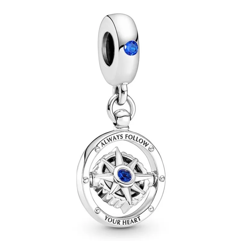 

Authentic 925 Sterling Silver Moments Spinning Compass Dangle Charm Bead Fit Pan Bracelet & Necklace Jewelry