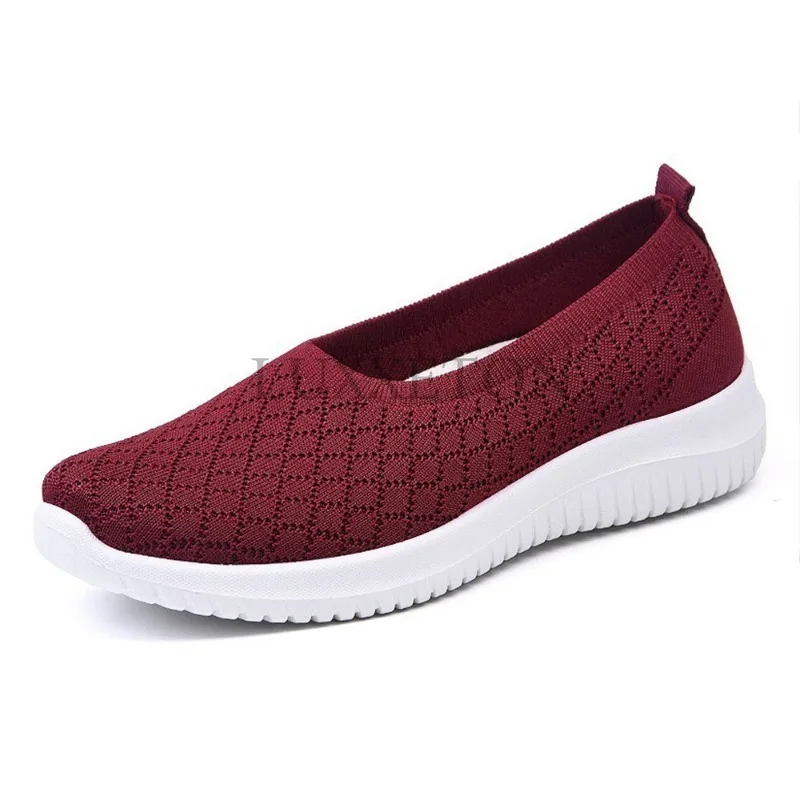 Ladies Summer Comfortable Plus Size Ladies Mesh BreathableSports  Socks Ladies Light Casual Sports Shoes Flat Ladies Loafers 5