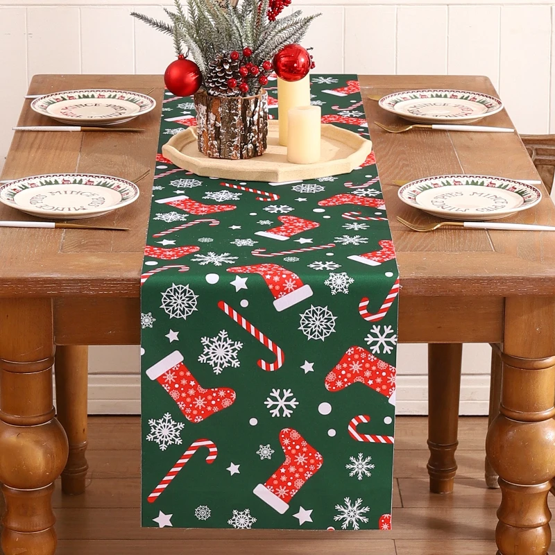 Christmas Flower Party Table Runner Home Decoration Accessories New Year Atmosphere Dinner Table Table Runner Holiday Gift