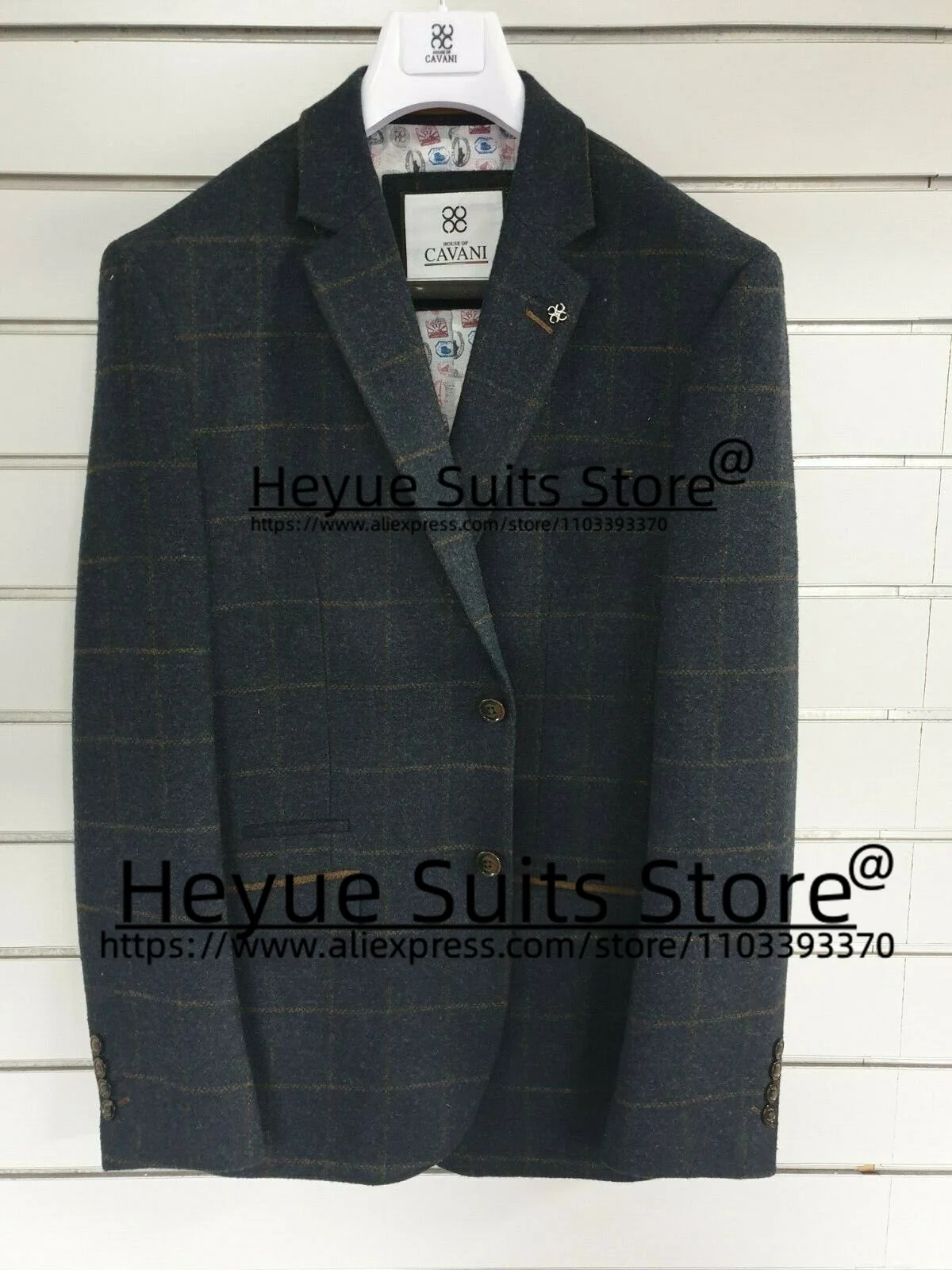 High-end Products Gray Plaid Men Suits Slim Fit Notched Lapel Groom Formal Tuxedos 2 Pcs Sets Business Male Blazer Costume Homme