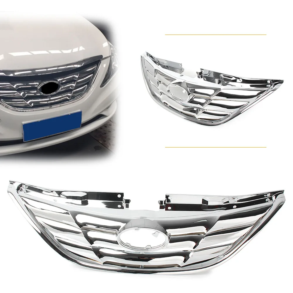 

Car Front Grille Horizontal Upper Grill For Hyundai Sonata 2011 2012 2013 Chrome ABS Plastic