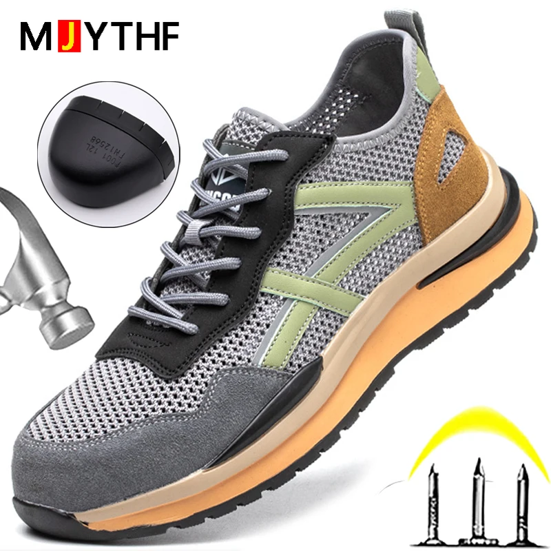 Mens Safety Working Shoes Steel Toe Boots Breathable Protective Mesh Sneakers 