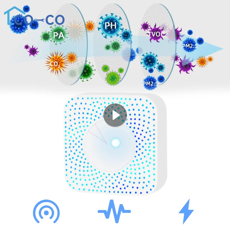 

Умный домохозяин Tuya Zigbee Air PM2.5, датчик формальдегида, VOC, CO2, датчик температуры и влажности, 6 в 1, детектор автоматизации