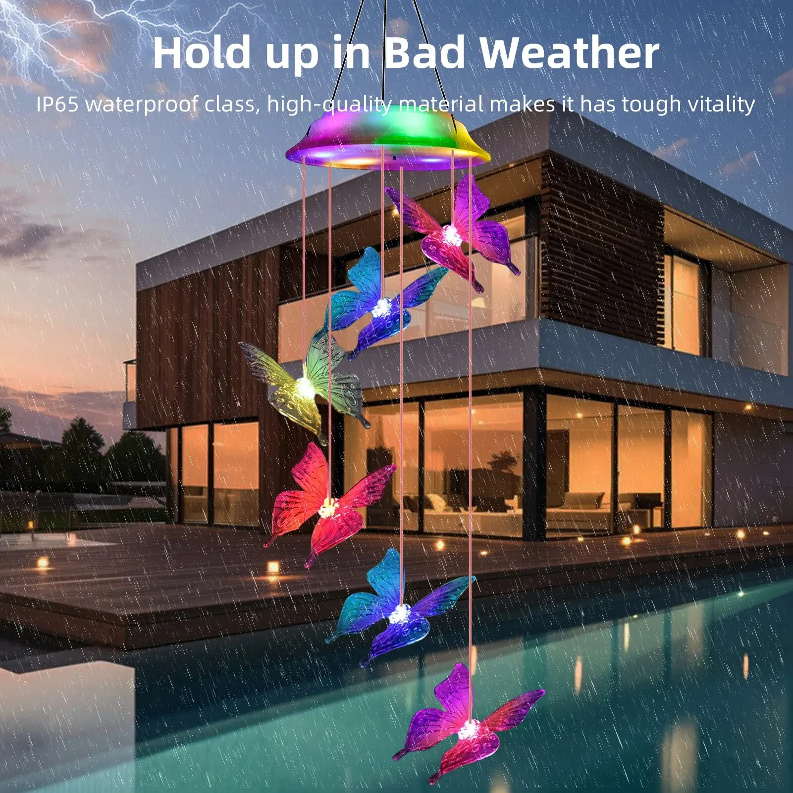 Outdoor Solar Butterfly Wind Chimes Christmas Garden Decorative Gifts