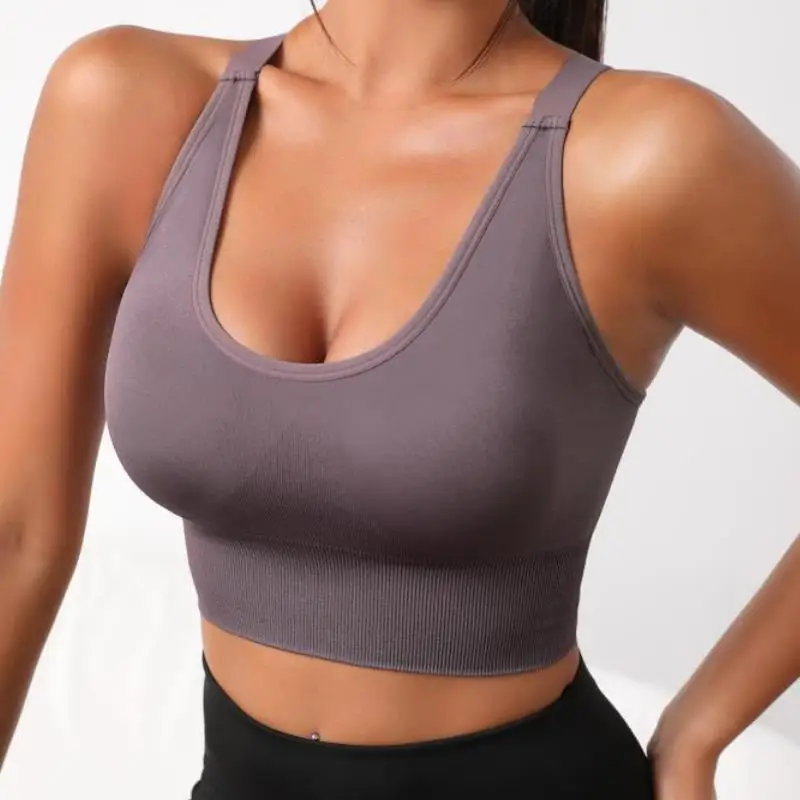 

Sports Bras for Women High Impact Seamless Criss Cross Back Workout Tops Gym Activewear Bra Tank Fitness Yoga vest