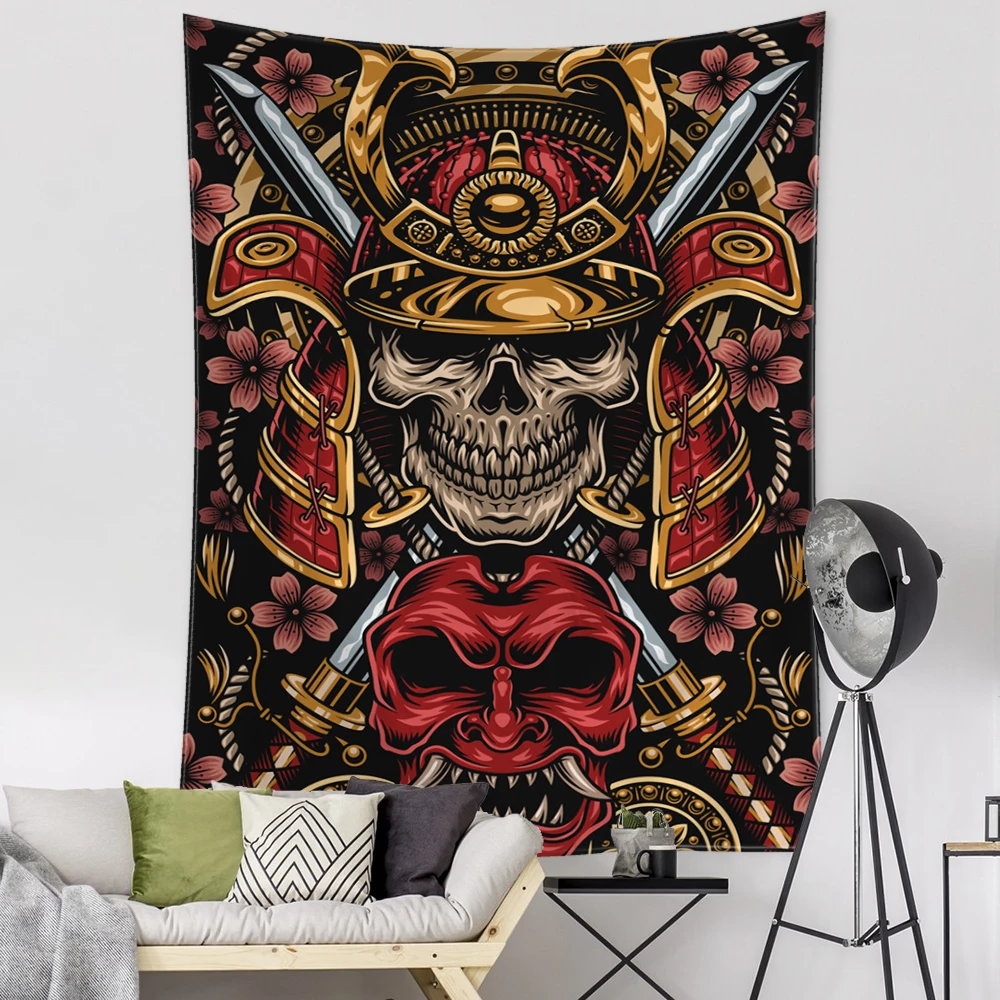Viking Person Head Tapestry Wall Hanging Bohemian Room Dormitory Decor Ancient Psychedelic Witchcraft Mysterious