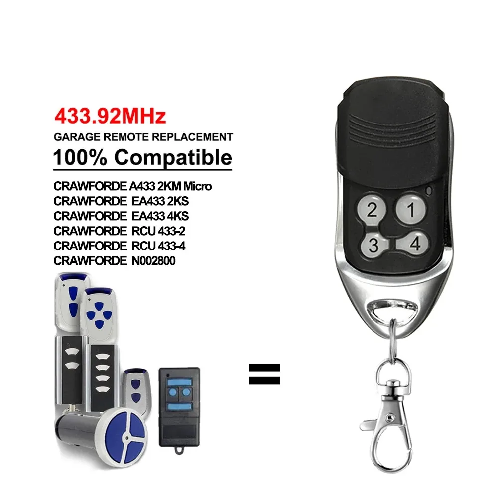 

For CRAWFORDE RCU 433-2 compatible manual transmitter 433.92Mhz garage door remote control