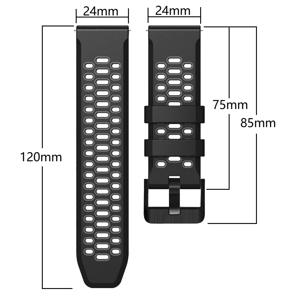 Breathable Silicone Wristband for Smart Watches - 24mm Strap Replacement