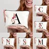 A-Z Alphabet Cosmetic Storage Bag Initial Graduation Gifts for Teacher Flowers Print Toiletry Bag for Bridesmaids Wedding Gifts 1