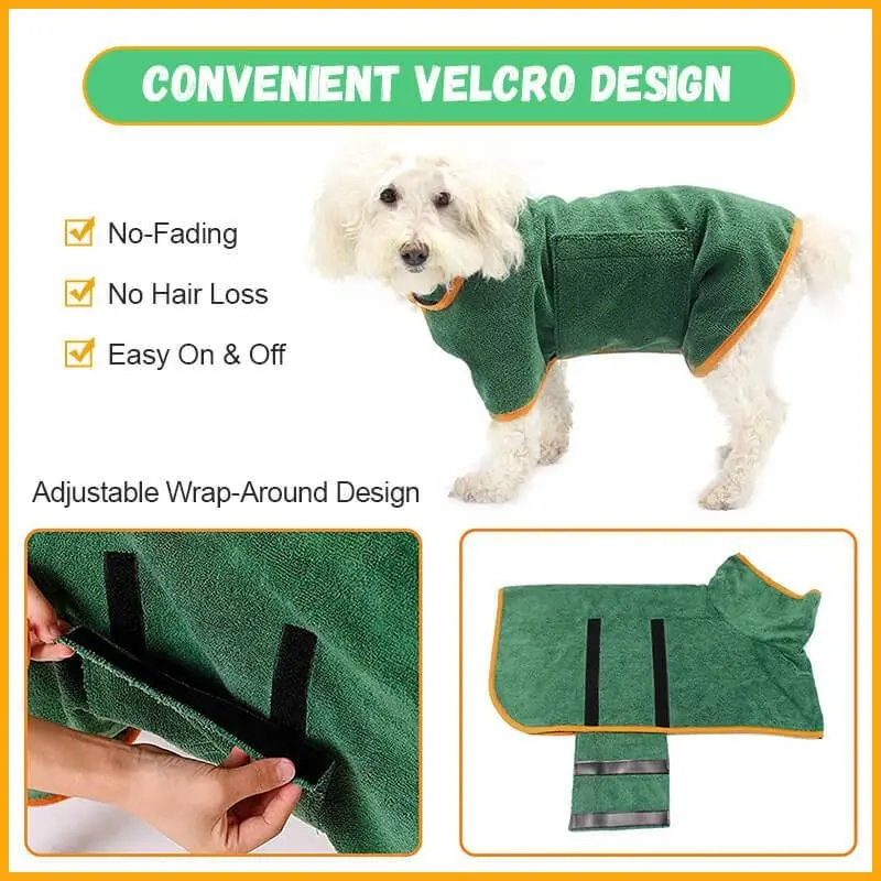 Dog Cat Bathrobe Quick-drying Super Absorbent Adjustable Fit Towel Multiple Size Options,pet bath towel