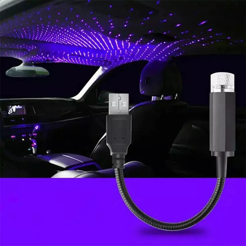 LED Light Projector 2pcs Mini LED Car Roof Star Night Light Projector Atmosphere Galaxy Light USB Decoration
