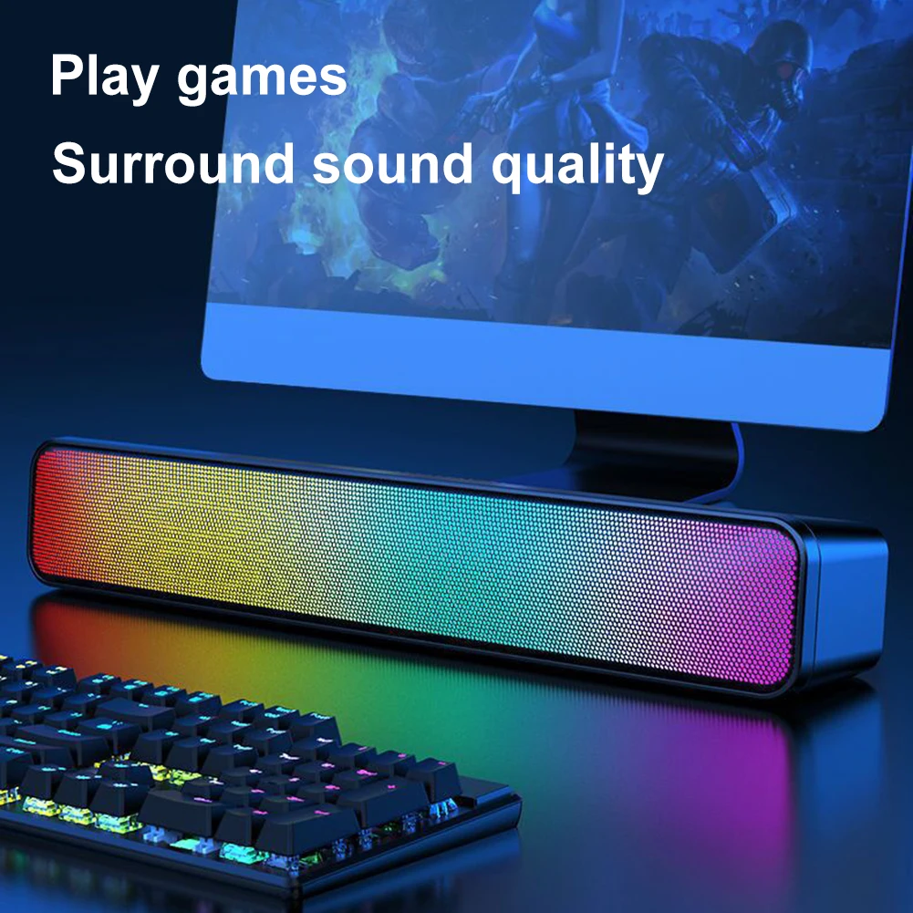 RGB Wireless Speaker Bluetooth-Compatible Desktop Speaker USB Powered Computer Speaker Double Speaker High Volume for PC Laptop