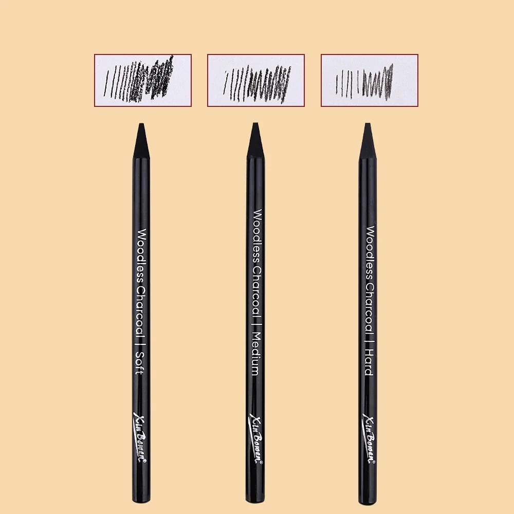 3pcs Woodless Graphite Pencils Set Sketch Drawing charcoal pencils sketch pencils sketch drawing tools For Artists Students