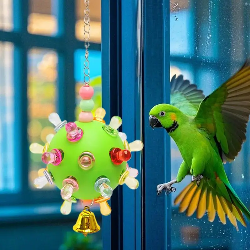 Bird Toys For Conures Planet Design Colorful Chewing Toy Relief Boredom Cage Accessories Training Forager Ball With Bell For