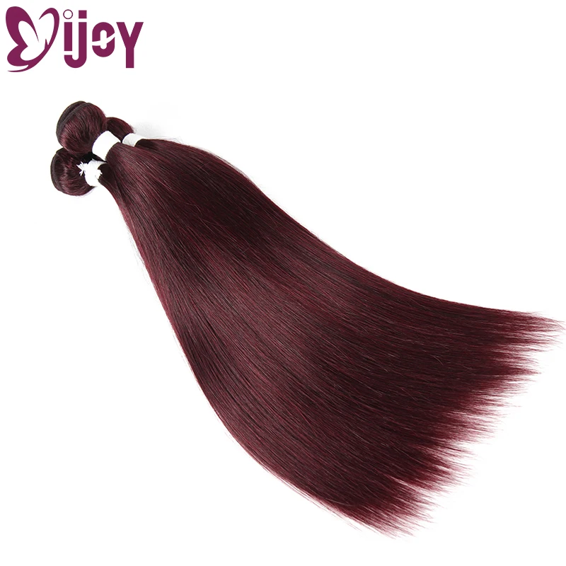 99J/Burgundy Human Hair Weave Bundles 8-26 Inch Pre-colored Brazilian Straight Human Hair Weave Non-Remy Extensions IJOY