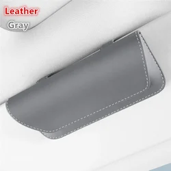 Leather Magnetic Car Visor Sunglasses Holder and Organizer (Gray)