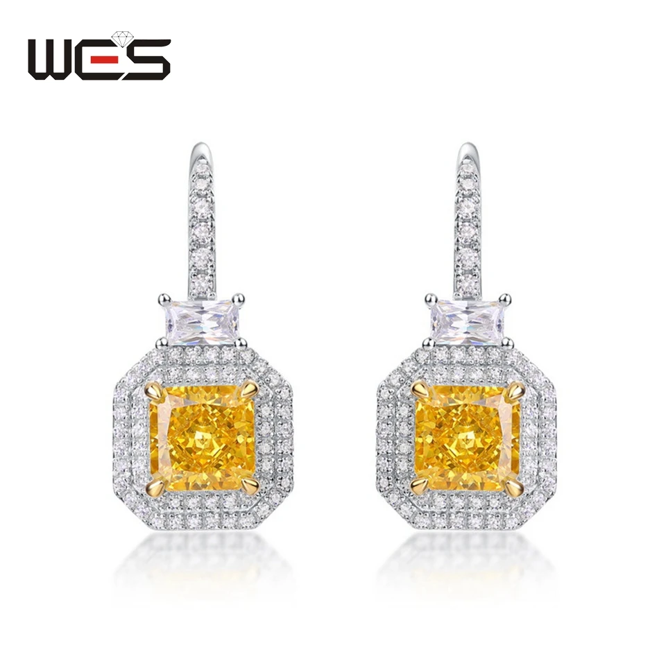 

WES 925 Sterling Silver Earrings for Women High Carbon Diamond Party Wedding Engagement Birthday Christmas Gift Fine Jewelry