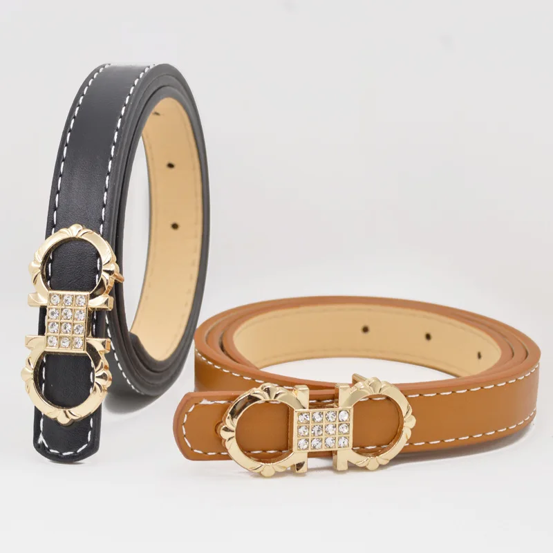 New Style Children's Belts Boy Girl Diamond Inlay Smooth Buckle Dress Teenagers Leisure Decorations Faux Leather Girdle | Аксессуары