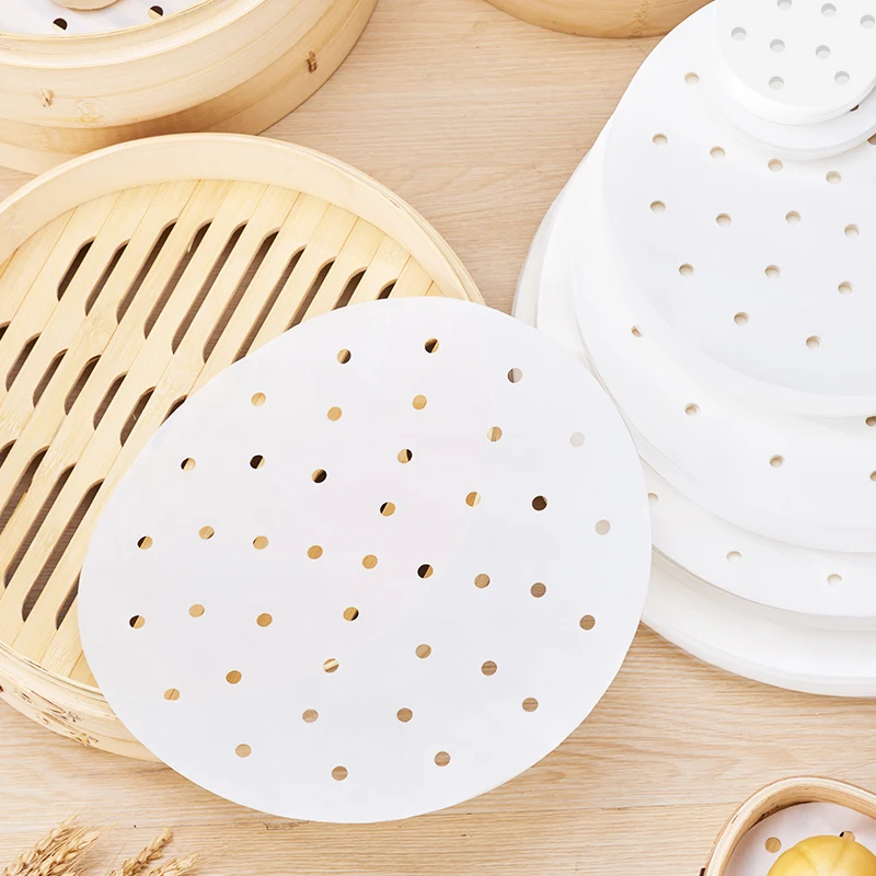 100PCS Air Fryer Steamer Liners Disposable Paper Non-Stick Steaming Basket Baking Utensils Kitchen papel Oil-absorbing Paper