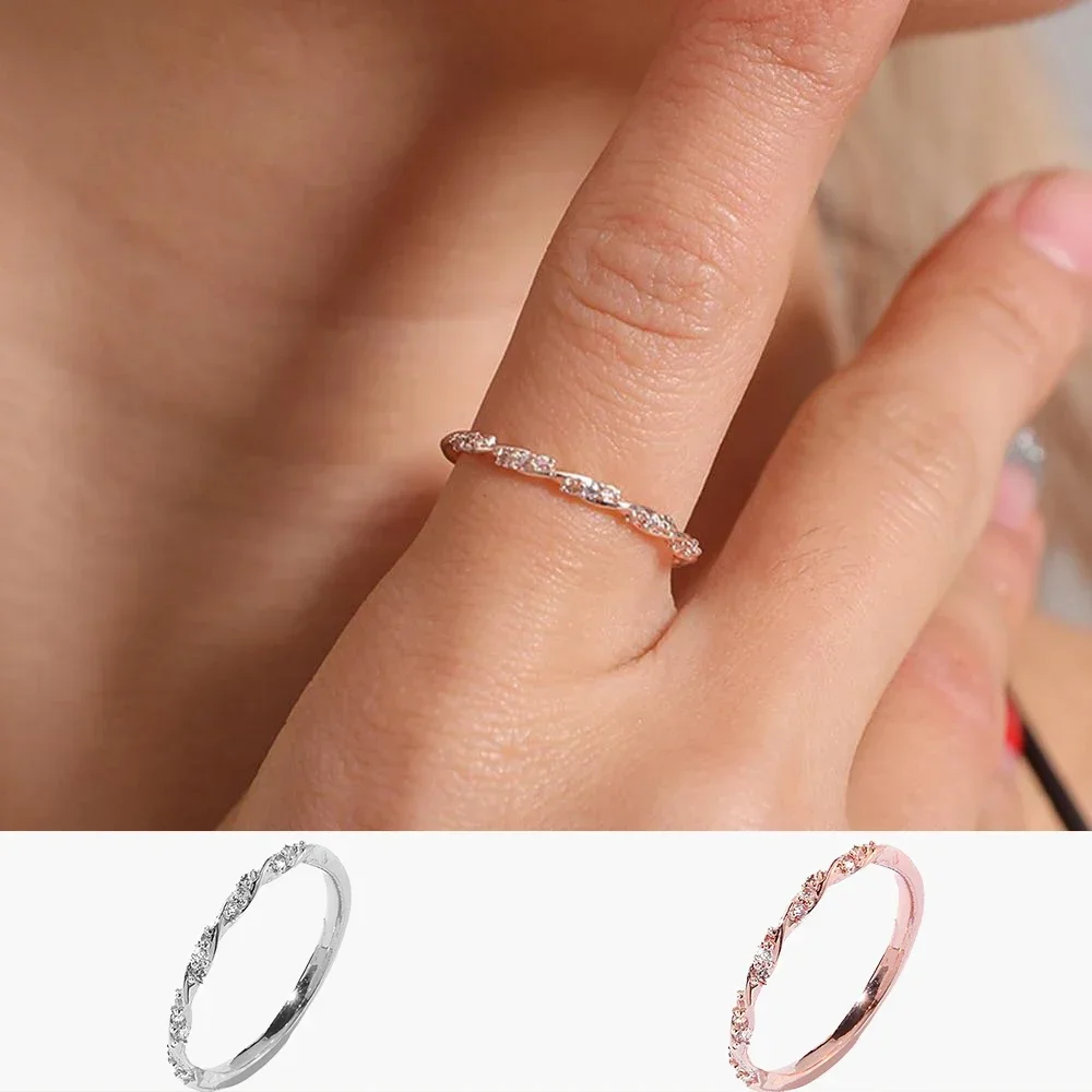 Wedding Rings Womens Ring Jewelry Rings Ring Jewelry Fashion New Trendy shiny Rhinestone Chic Twist Ring Geometric Alloy Gold Rose Color for Women Jewelry Elegant Wedding Rings