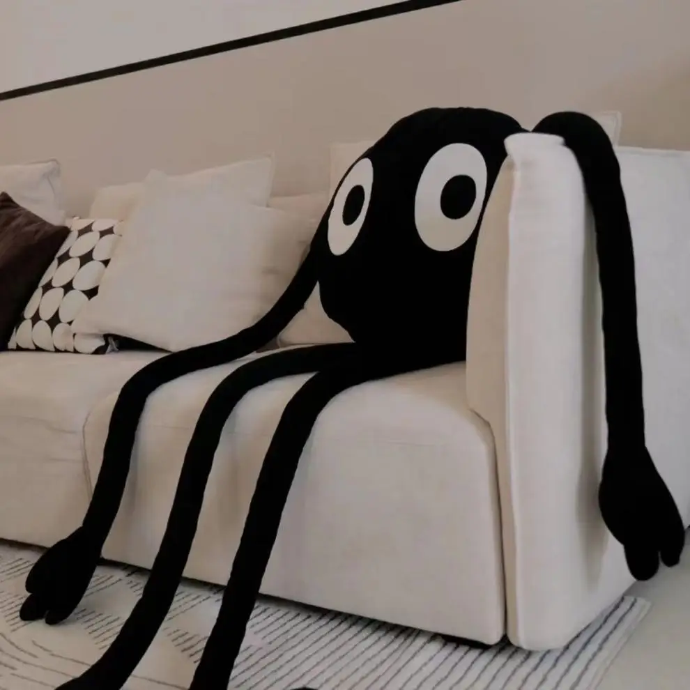 Cute Bla Coal Ball Pillow Funny Long Legged Doll Plu Toy Gift Adult Universal PP Cotton Filled Cuion Toy Doll