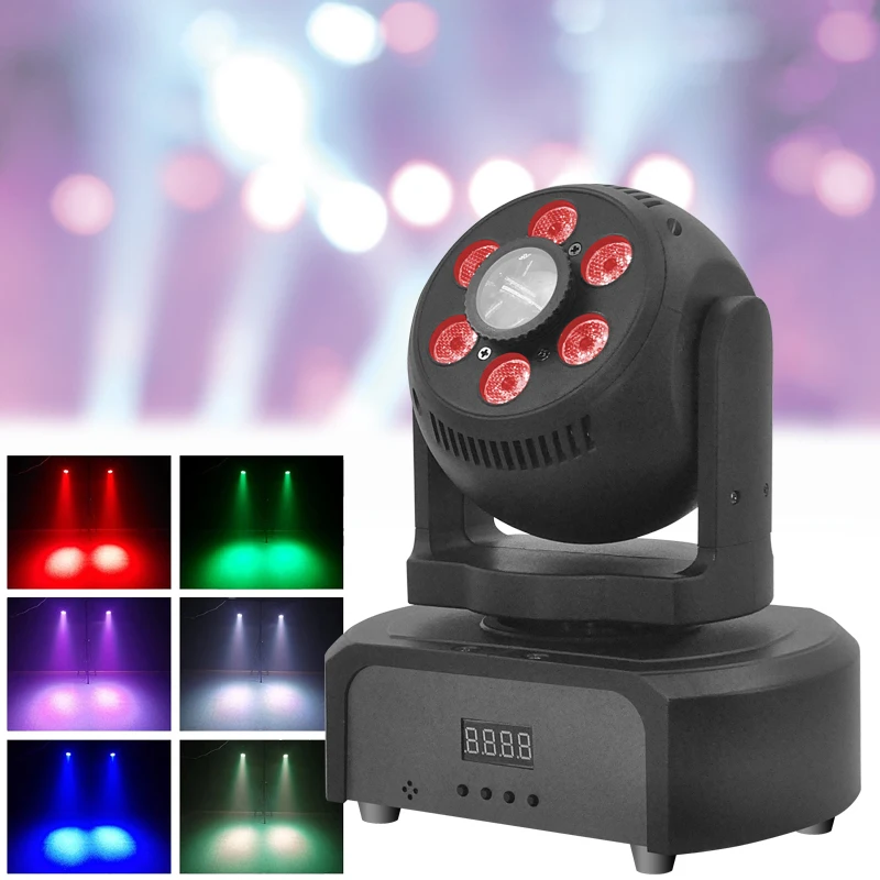 Moving Head Light 70W RGBW Stage DJ Lighting 7 Gobos 6 Colors With Sound Activation DMX Control For Disco Party Concert KTV Club