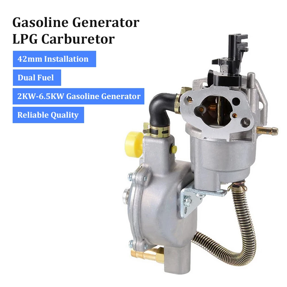 

Carburetor Dual Fuel Gasoline Generator LPG Carburetor 42mm Compatible for 170F GX160 GX200 8HP 9HP 2KW-6.5KW Gasoline Generator