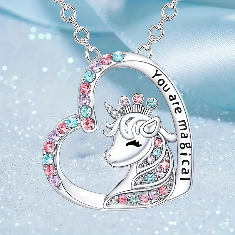 Jewelry Set Women Earrings Chain Necklace Unicorn Cartoon Style Christmas Gifts