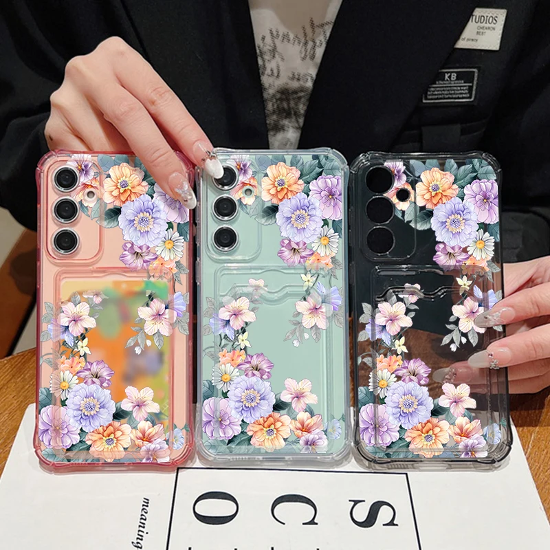 Elegant Floral Card Bag Phone Cover