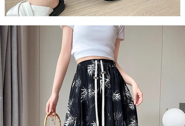 Chinese Style Maternity Culottes Drawstring Waist Wide Legs Trousers Fashion Printing Pregnant Woman Pantskirt Wide Leg Pants 3