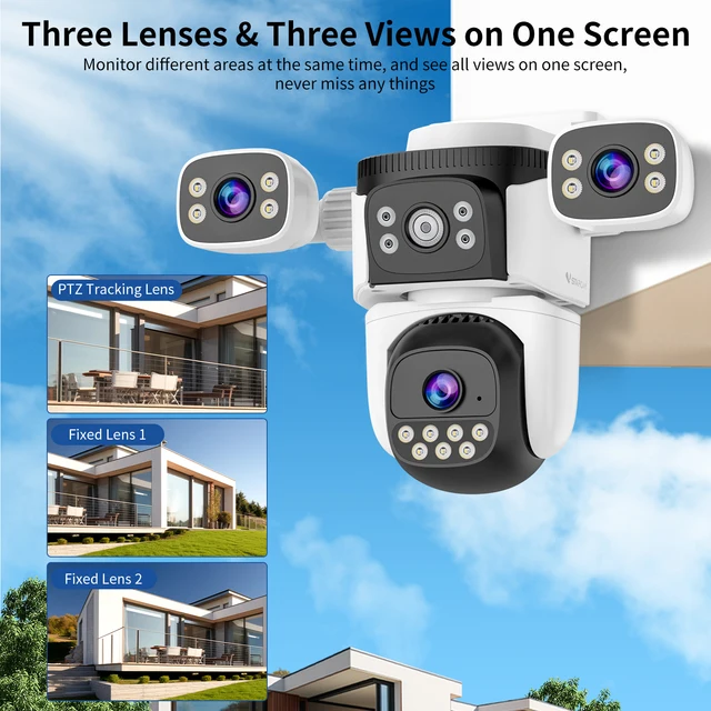 VSTARCAM 6MP 2K Three-Lens Security Camera Outdoor, 360° View, Human Detection, Color Night Vision, Pan & Tilt,Two-Way Audio 2
