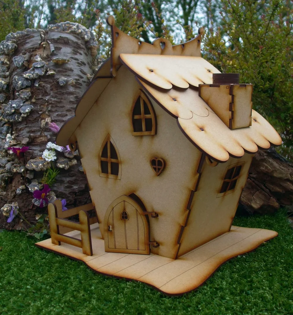 Gift Doll House Vintage Decoration Wood Ornament Wooden Craft Micro Landscape Dollhouse Garden Miniature Fairy Elf Door