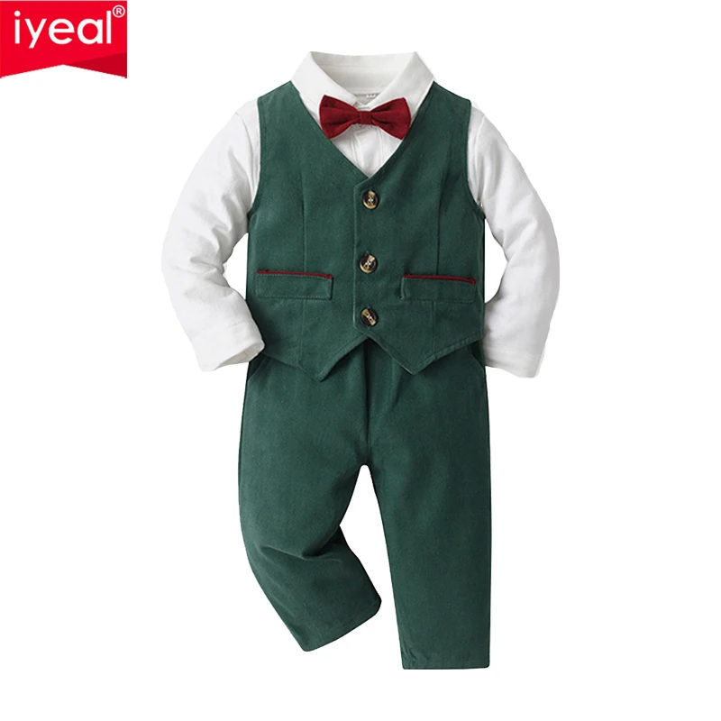 

IYEAL High Quality Formal Gentleman Baby Clothes Set 3PCS Newest Spring Fashion Baby Boy Clothes for Birthday Wedding Party