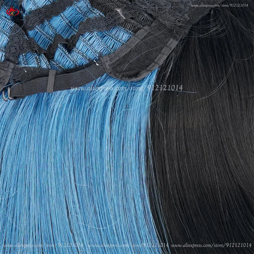 Qiao Ling Rin Jo Cosplay Perücke Schwarz Synthetik Hitzeresistent Anime Halloween 28