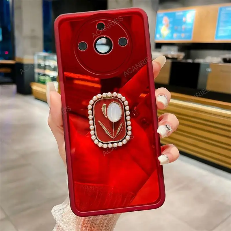 Oppo Realme 11 4G 5G 10 Pro Plus 6i C55 C53 C35 C33 C31 C30 C25 C20 C15 Tulip tartó átlátszó szilikon tok C 55 53_voghion.com