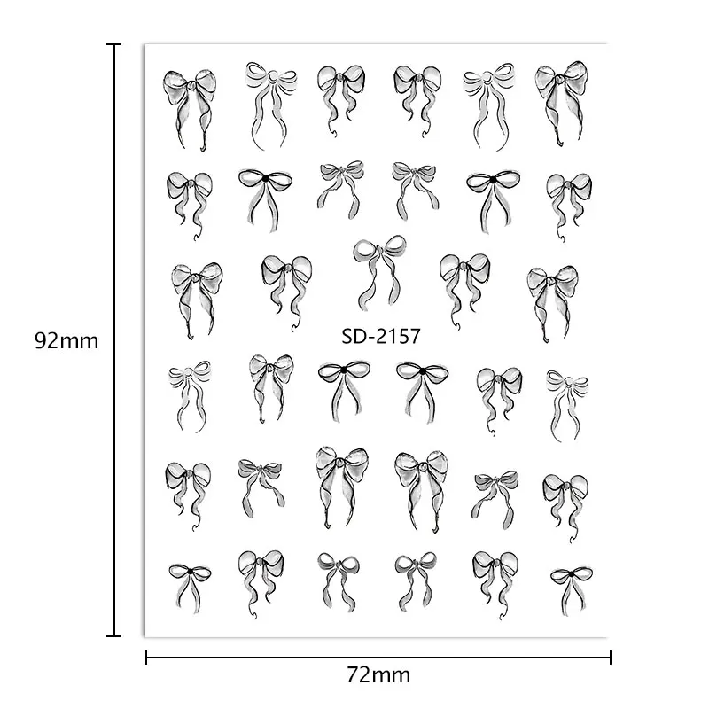 3D French Bowknot Ribbon Nail Stickers Cute White Pink Nail Stickers Self Adhesive Manicure Decorations DIY Nail Accessories 6