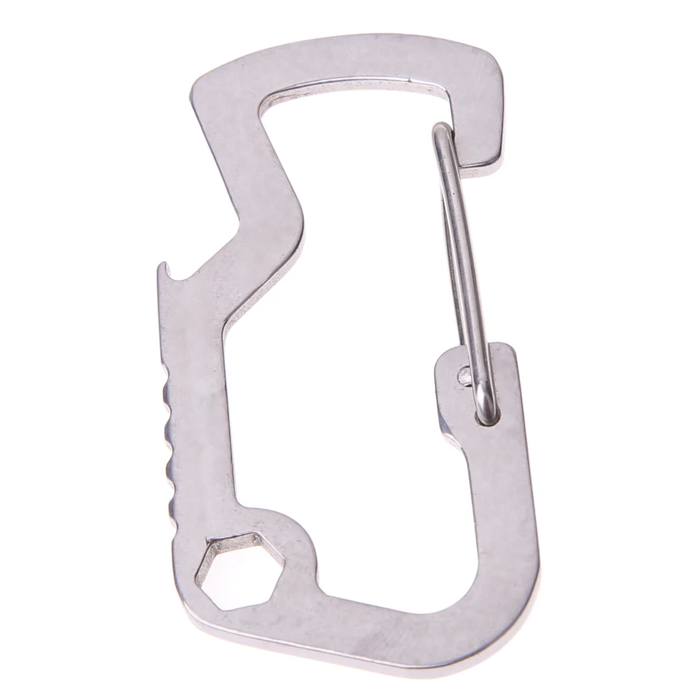 D-type Water Bottle Tied Buckle Stainless Steel Mini Key Ring Buckles Multi-purpose Practical Survival Tools Outdoor Equipment