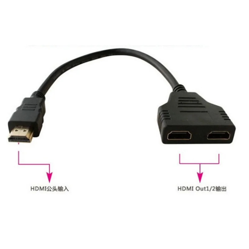 Répartiteur en Y Double Port HDMI 1080P v1.4 mâle à Double femelle, câble  adaptateur 1 en 2 sorties - AliExpress