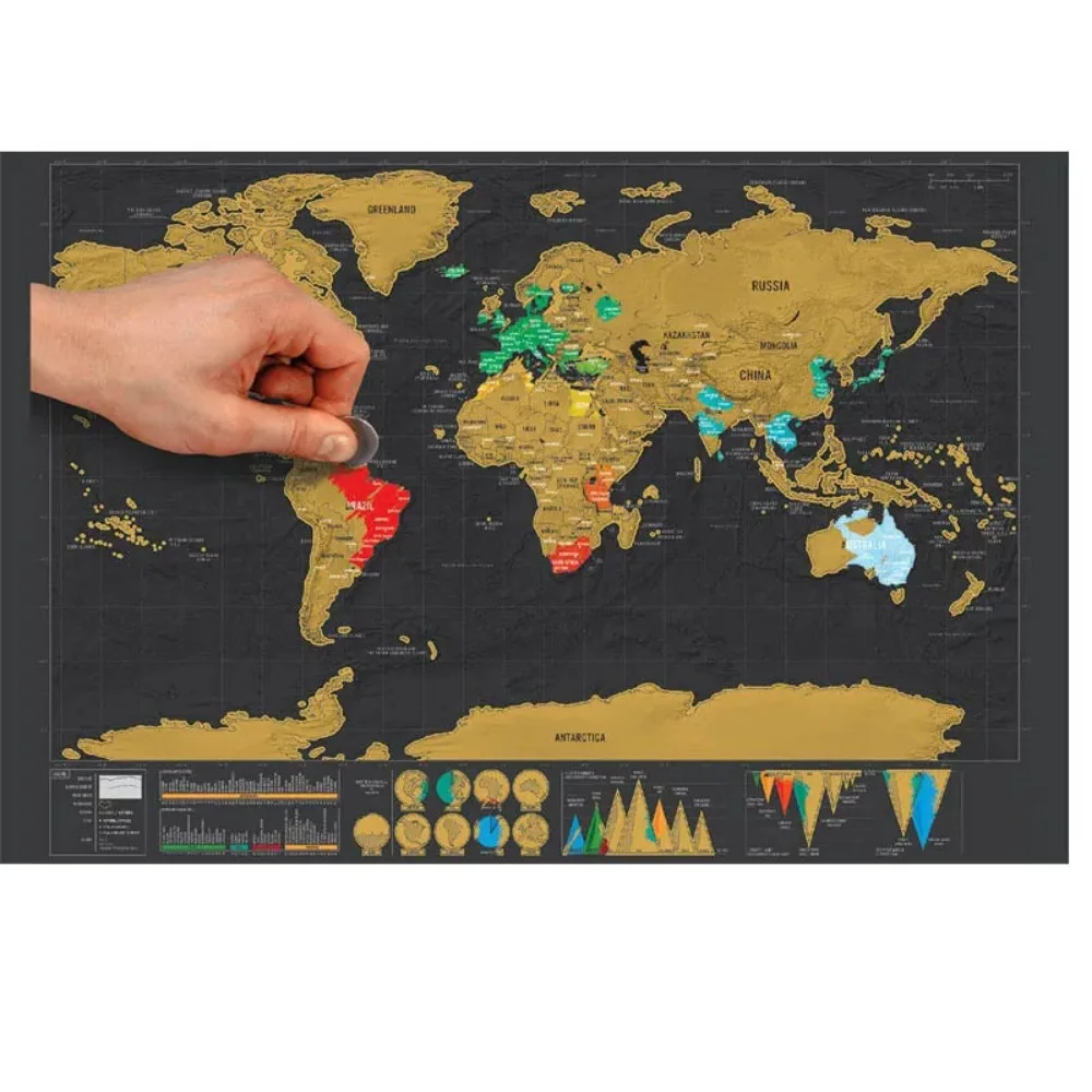 

High Quality Deluxe Scratch-Coated Maps Drop Shipping Personalized Travel Scratch Maps Scratch for Travel for Home Decoration