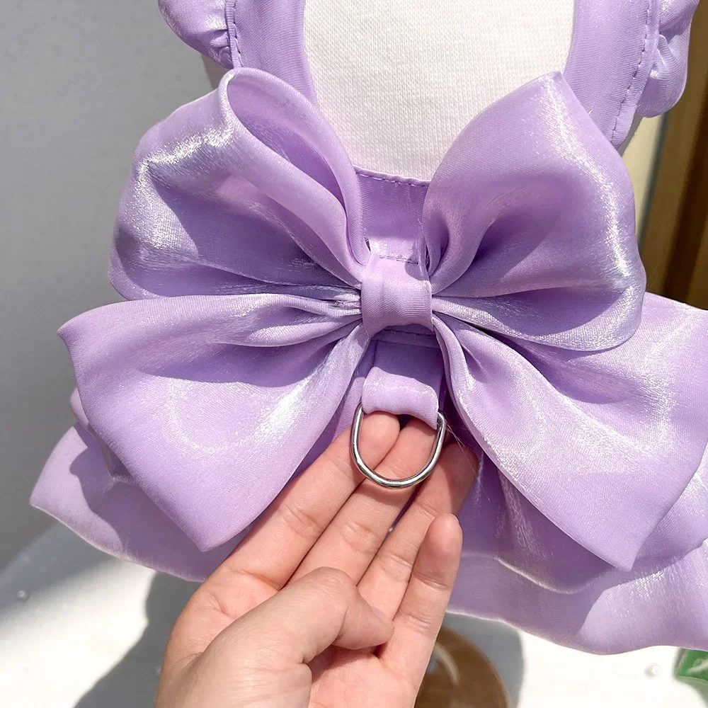 Solid Color Cat Dog Dresses with D-ring for Small Dogs - PeticaDeals