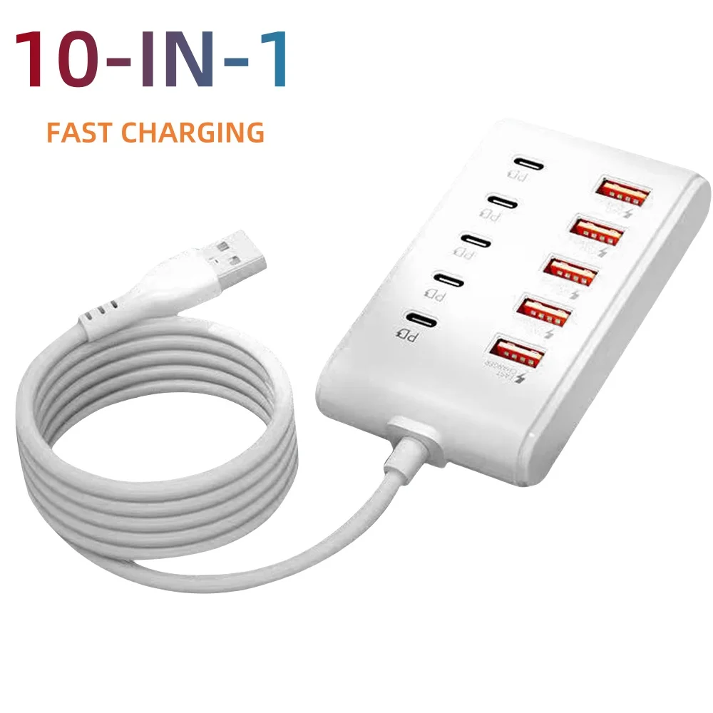 10-in-1 USB Splitter Buchse USB 2.0 High Speed Datenübertragung USB-C Docking Station Schnelle Ladestecker für Home Office Reisen