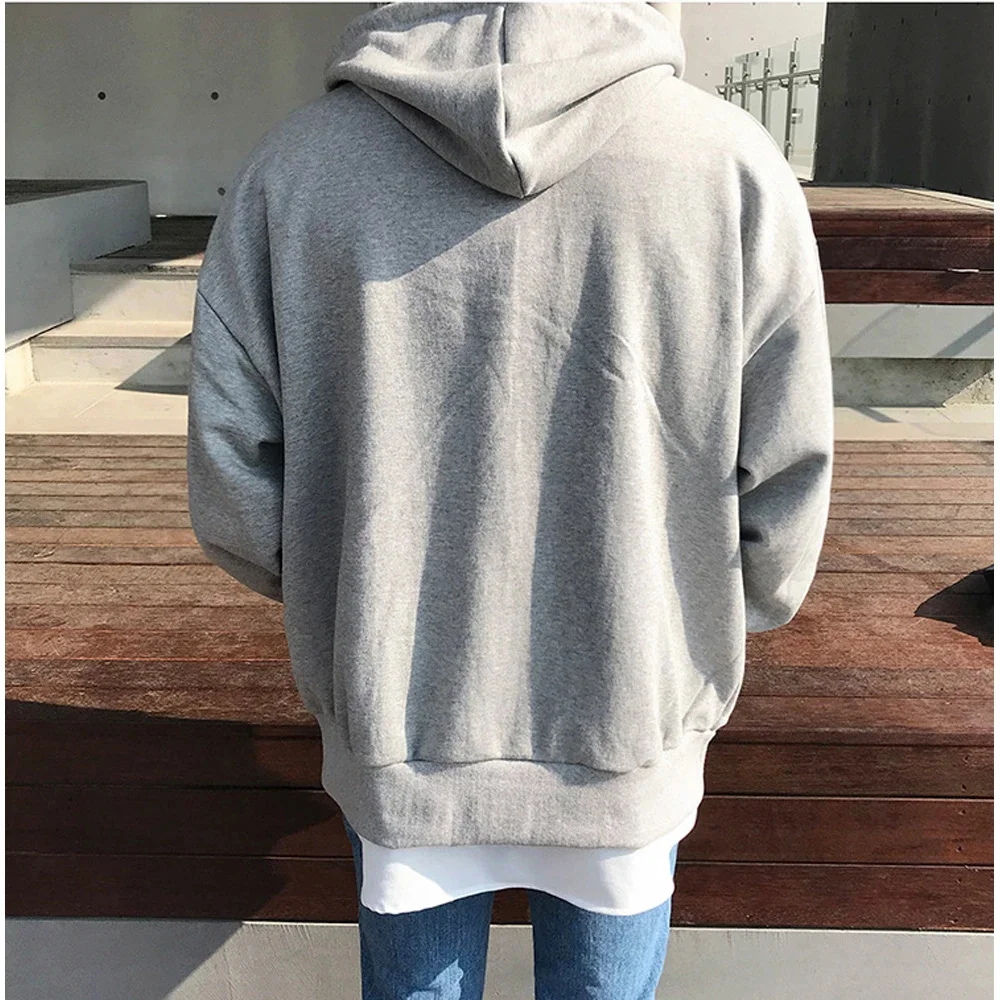 Mens Zip Up Hoodie - Solid Color Casual Jacket Y2K Fashion Outdoor Sweatshirt