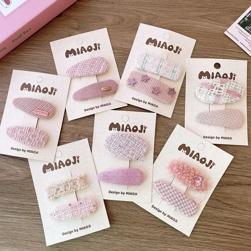 2pcs/set Korean Style Pink Toddler Girl Hair Clip Hair Pin for Baby Girl Lovely Autumn Winter Kids Girl Headwear Accessories