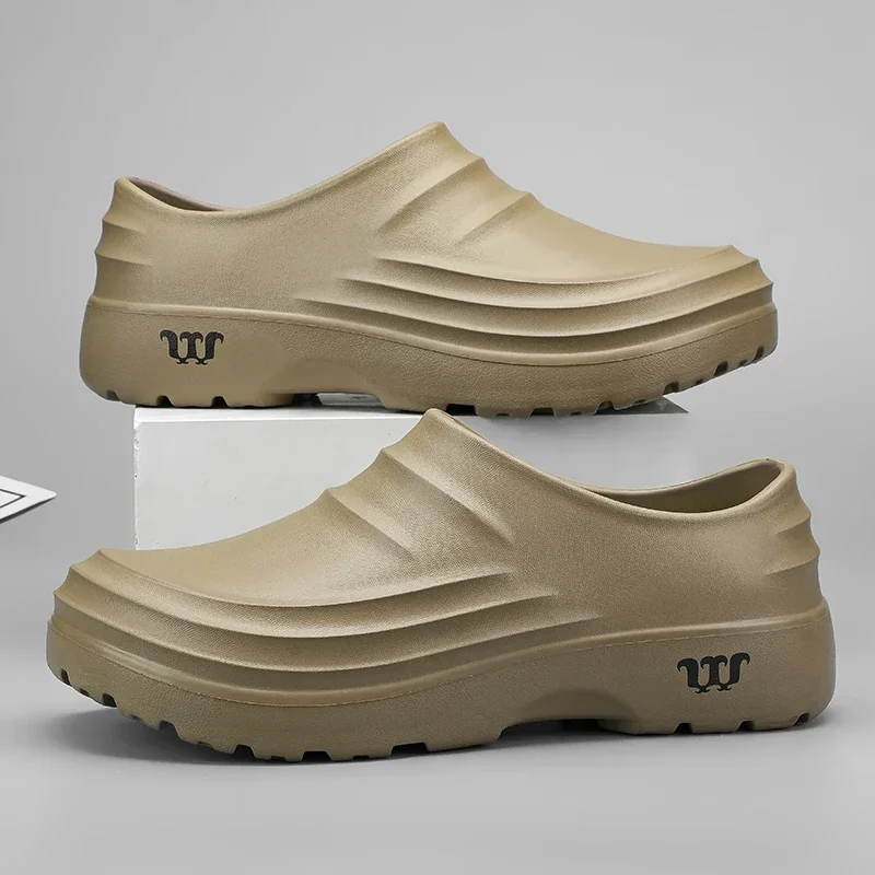 Safety Shoes Mens Shoes Summer Chef Shoes Anti Slip and Oil Proof Work Shoes Lazy Slippers Casual Trendy Slippers One Step Fashion Sports